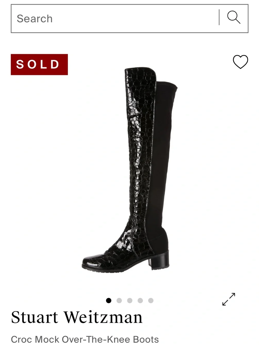 Stuart Weitzman Croc Mock Over-the-Knee Boots Black Size 6.5